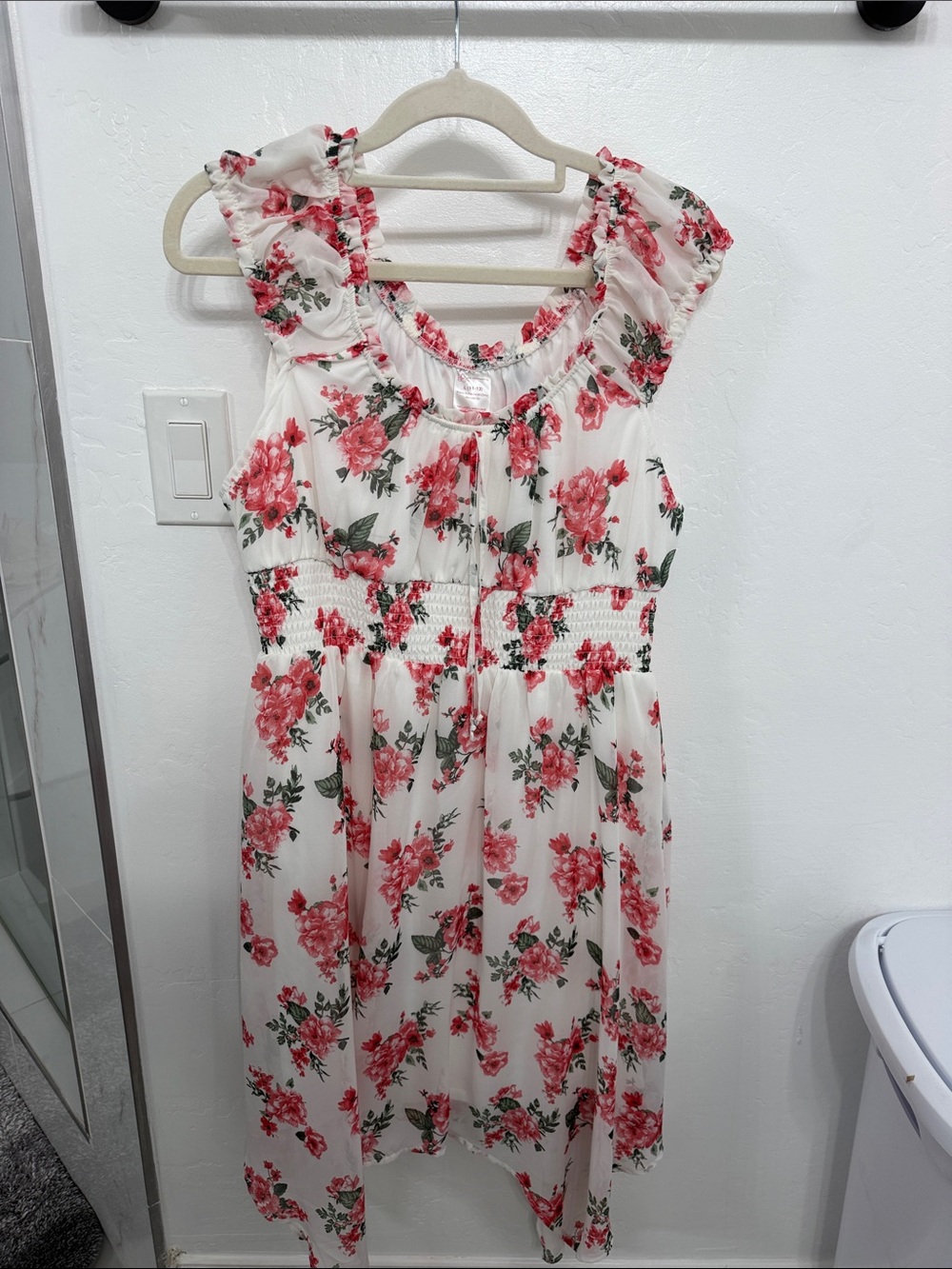 Girls Floral White and Pink Sundress